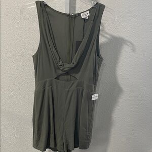 Le Lis Olive Draped-Neck Sleeveless Romper